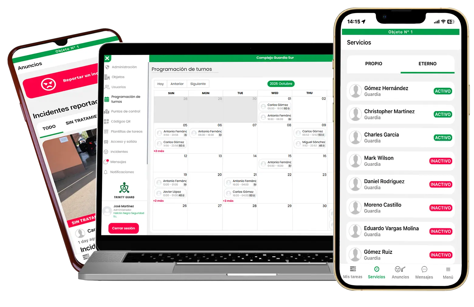 Sistema de rondines Trinity Guard en México — app móvil y panel web