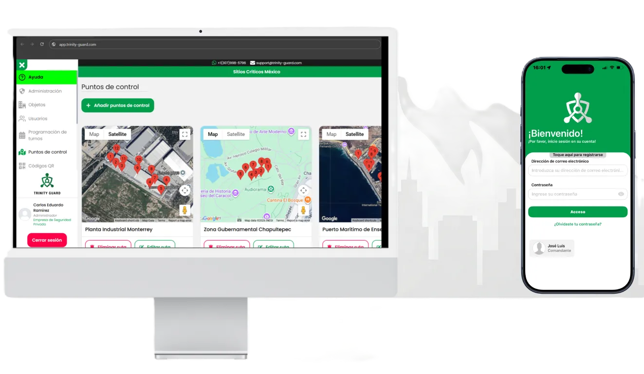 Monterrey skyline y Cerro de la Silla — Sistema de rondines (Nuevo León)