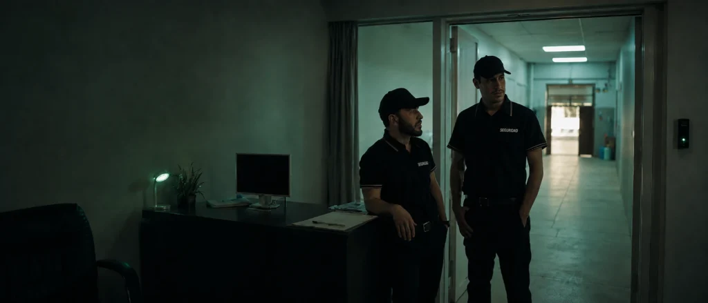 Dos guardias de seguridad en un sitio operativo en México, ilustrando cómo mantener rondines confiables pese a la rotación de personal.